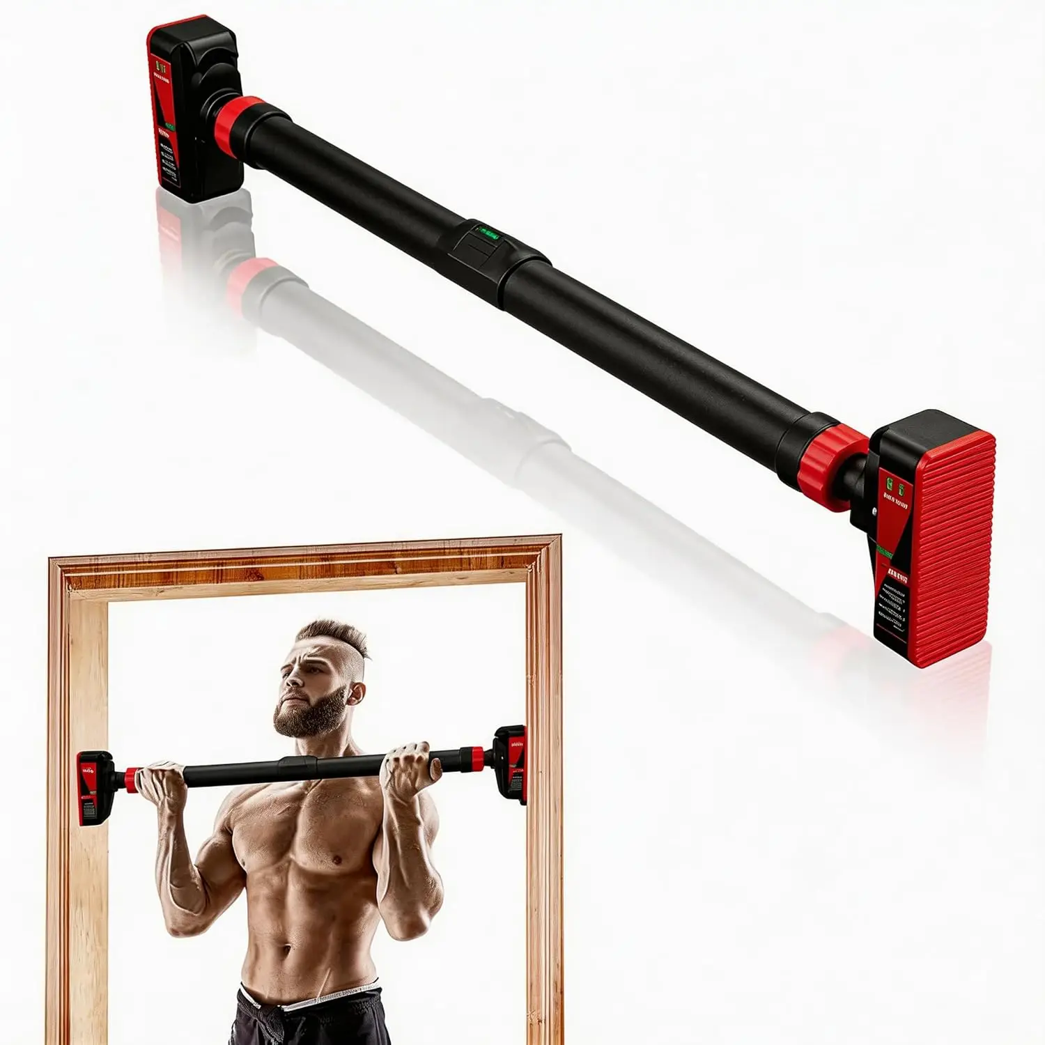 Pull Up Bar for Doorway, Frame Chin Up Bar with Safety Lock, Home Gym Upper Body Workout Fitness Equipment with 4-in-1 Multi Exercise Function Holds for Ultimate Door Frame Protection view 2