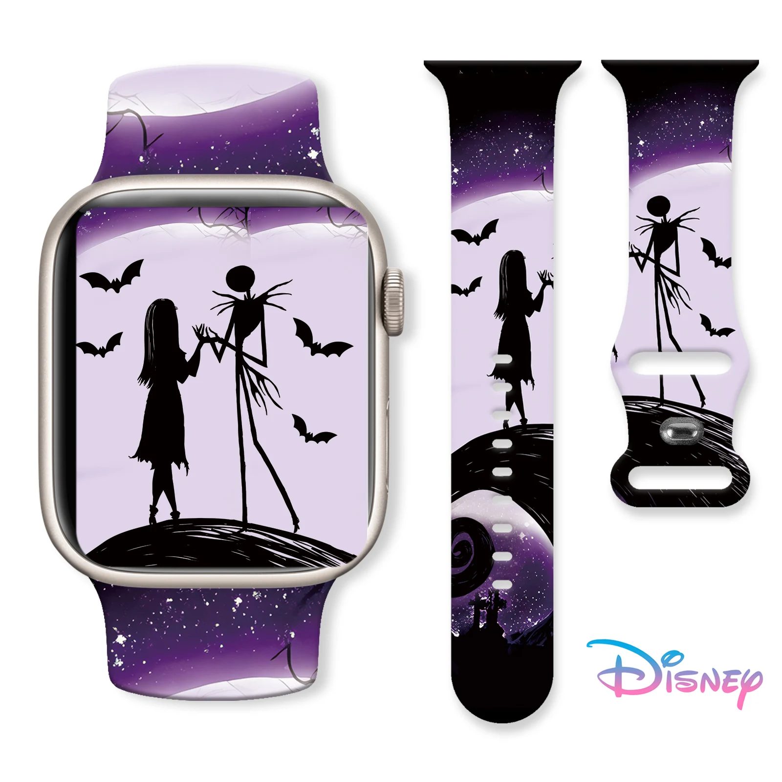 

Disney Jack Lisa Series Strap for Apple Watch 11 10 9 8 SE Silicone Band for iWatch 49mm 46mm 45mm 42mm Replaceable Watchband