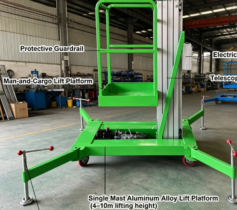 Electric Aluminum Alloy Telescopic Lift Vertical Lift Platform Aerial Work Platform Lift for Narrow Aisle