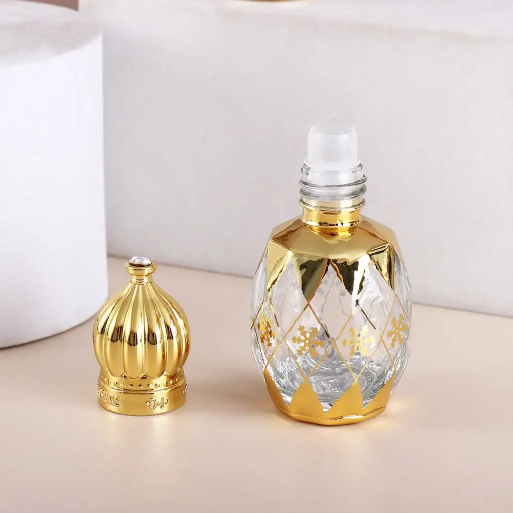 10ml Glass Roll on Bottle Mini Essential Oil Container Portable Blending Perfume Bottle Gold Empty Roll-On Bottles