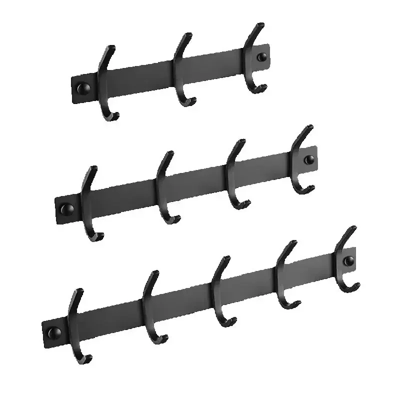 Bathroom Wall Mounted Hooks Matte Black Cloth Rack Stainless Steel Brushed Gold Towel Hanging Holder Kitchen Pot Hanger