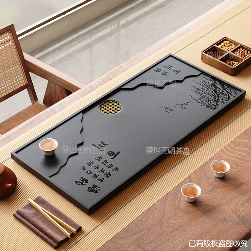 Decorative Trinket Tea Tray Drip Luxury Hospitality Ceremony Valet Rectangle Tea Tray Stone Serving Bandejas Home Decorationgs