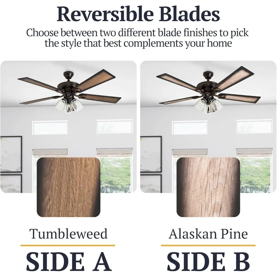 مروحة سقف LED للمزرعة مقاس 52 بوصة مع ضوء متكامل وسلسلة سحب لغرف المعيشة الداخلية وغرف النوم ومناطق الطعام