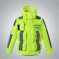 High Visibility Safety Jacket Reflective Raincoat Outdoor Construction Traffic Road Waterproof  Windproof Man Working Clothes