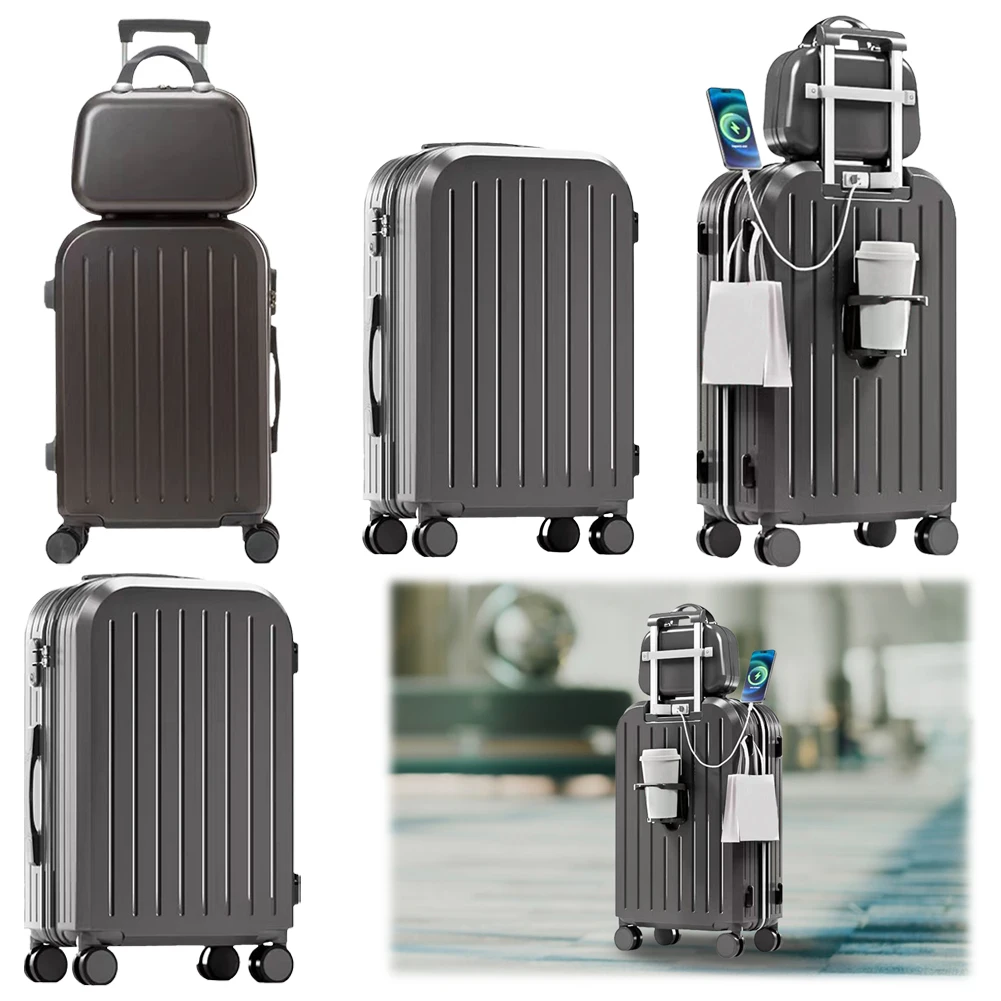 

12 20 24 Inch Trolley Case Luggage Set with Spinner Wheels Large Capacity Luggage Set Zipper 3 Pieces Carrier TSA-Approved Lock