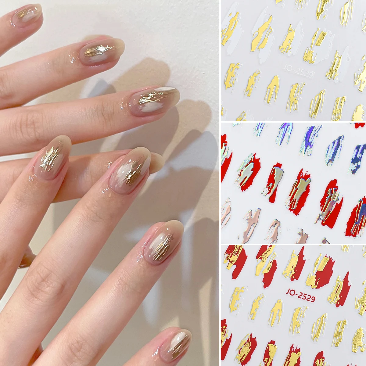 Graffiti Nail Art Aufkleber Spiegel Glanz unregelmäßigen Frühling DIY Design Maniküre Dekorationen Abziehbilder