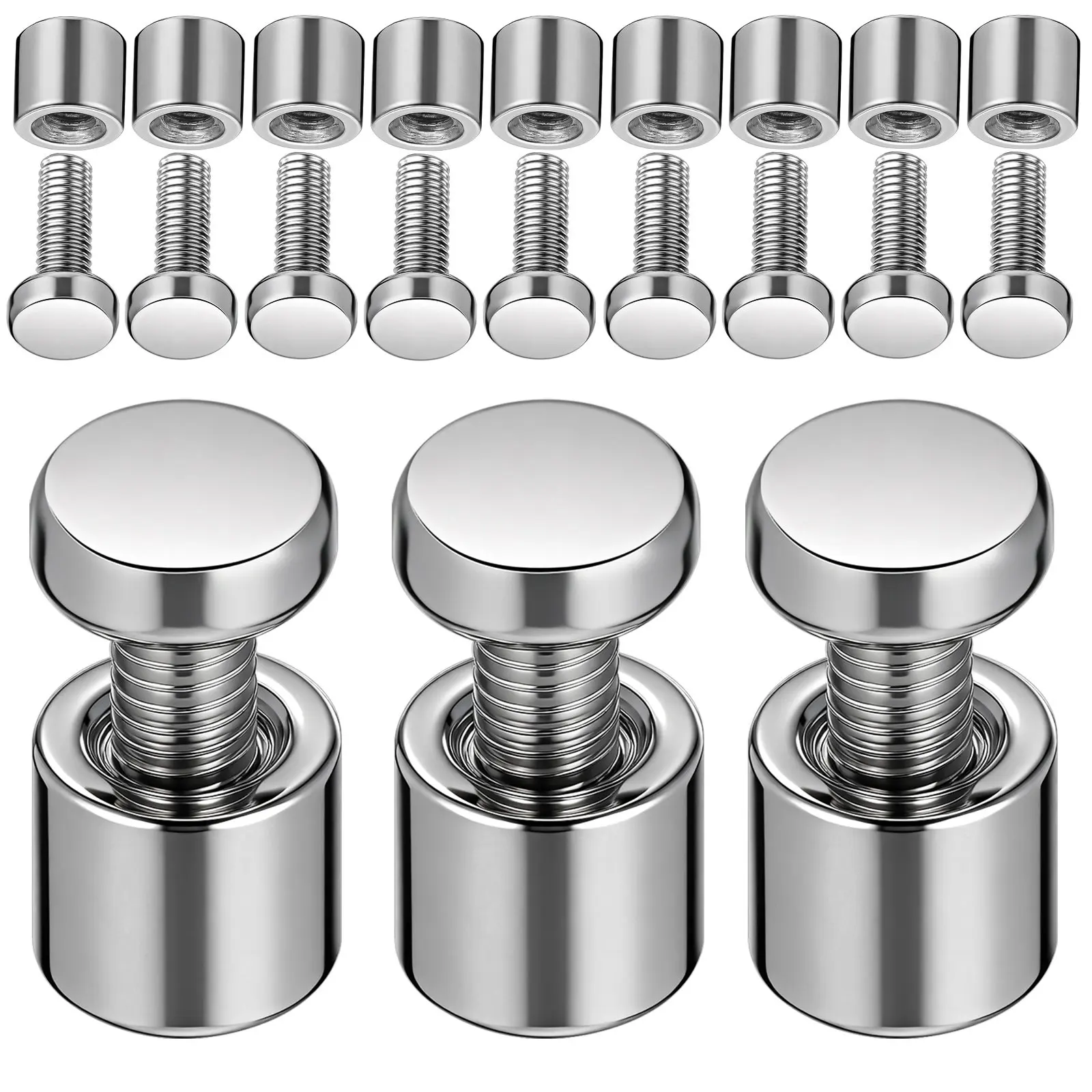 12Sets Metal Standoff Screws Heavy Duty Wall Mounting Hardware for Photo Frames Acrylic Signs Glass Panels Advertising Boards