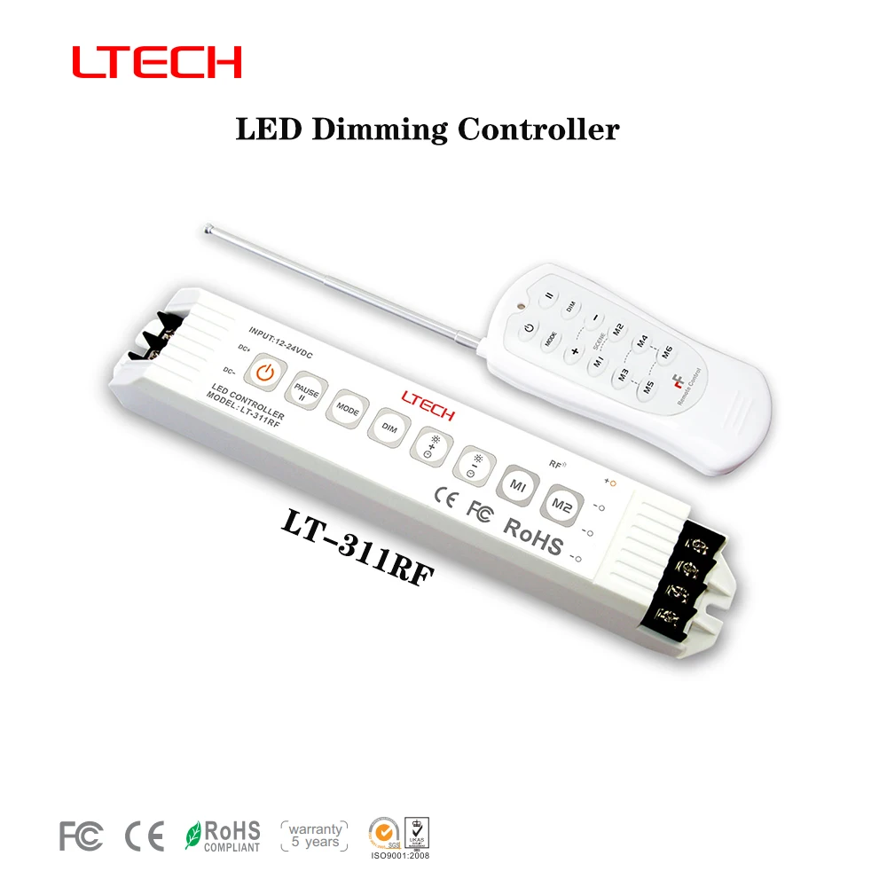 LTECH LT-311RF DC12~24V  RF433.92MHz PWM 6A×3CH Single Color Controller For LED Module/Strip Constant Voltage Lighting Products