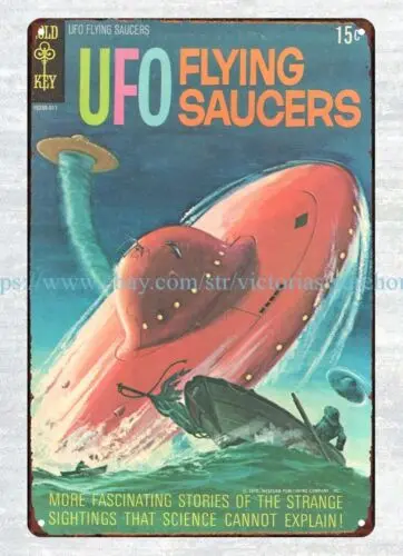 1970 UFO Flying Saucers Comics metal tin sign reproduction wall farm houses