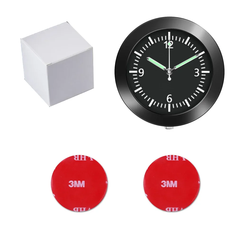 1pc Luminous Car Clock Automobiles Internal Stick-On Watch Mechanics Quartz Clocks Auto Ornament Fit For Dashboard/ Boat/ Bike image 3