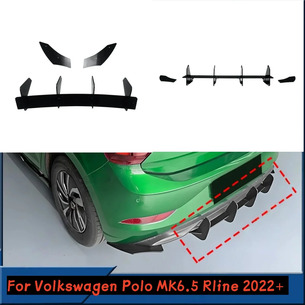 

Rear Diffuser Lip Rear Side Splitters Car Rear Bumper Lip Diffuser Spoiler 2022+ For Volkswagen Polo MK6.5 Rline 2022+