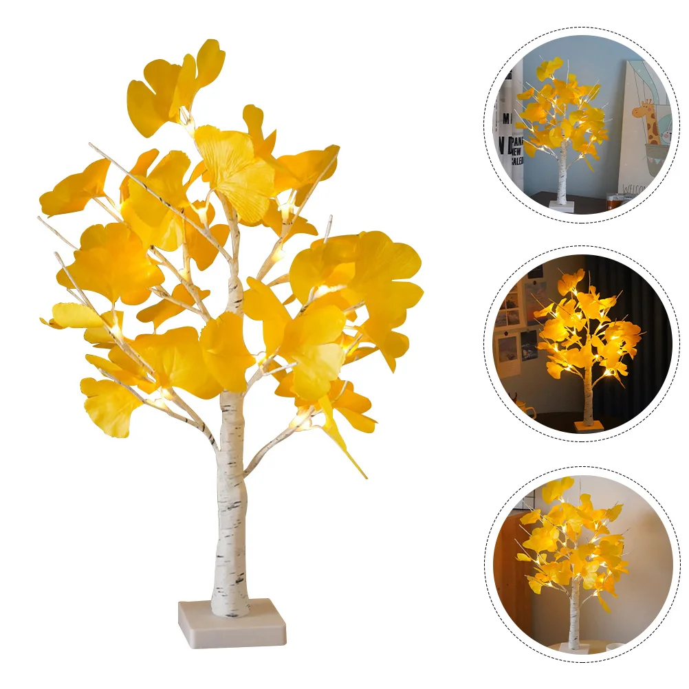 

Ginkgo Leaf Night Light Exquisite Tree Shape Warm Lamp Bedroom Desk Decor Wedding Party Home Lighted Ornament