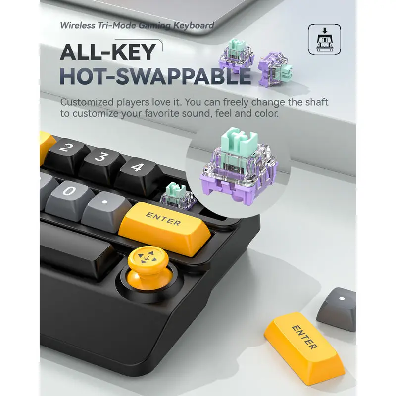 Bluetooth Wireless Gaming Keyboard Controller Wired&2.4 USB Wireless Game Controller Keyboard Joystick RGB Hot-Swappable - Image 3