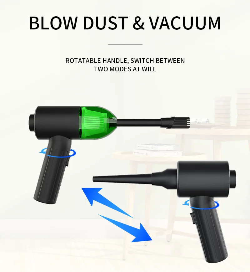 45000RPM Wireless Air Duster 2 In 1 USB Dust Blower Handheld Mini Vacuum Cleaner Compressed Air Blower Cleaning Tool For PC Car