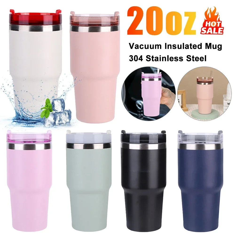 Thermos Coffee Mug Stainless Steel Coffee Cup Vacuum Flask Thermal Tumbler Insulated Water Bottle  20oz Leak-Proof Travel Mug