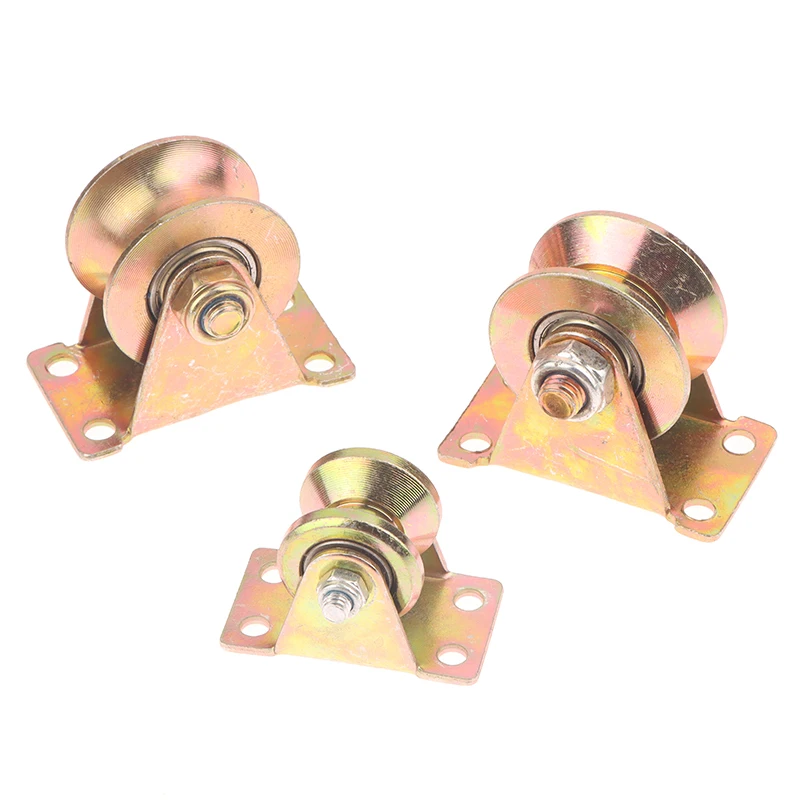 1 Piece U/V Shaped Home Hardware Rigid Caster Track Wheel Bearing Pulley Plating Color Steel Sliding Door Rollers