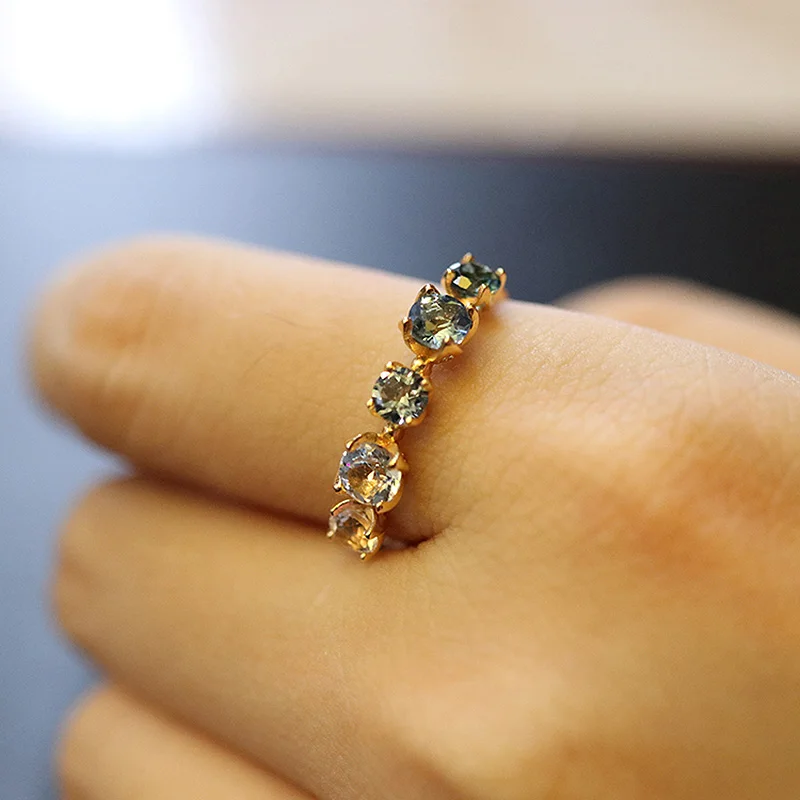 LAMOON Natural Lundon Blue Topaz Ring For Women Gemstone Gardient Blue Rings 925 Sterling Silver Gold Vermeil Wedding Ring RI106