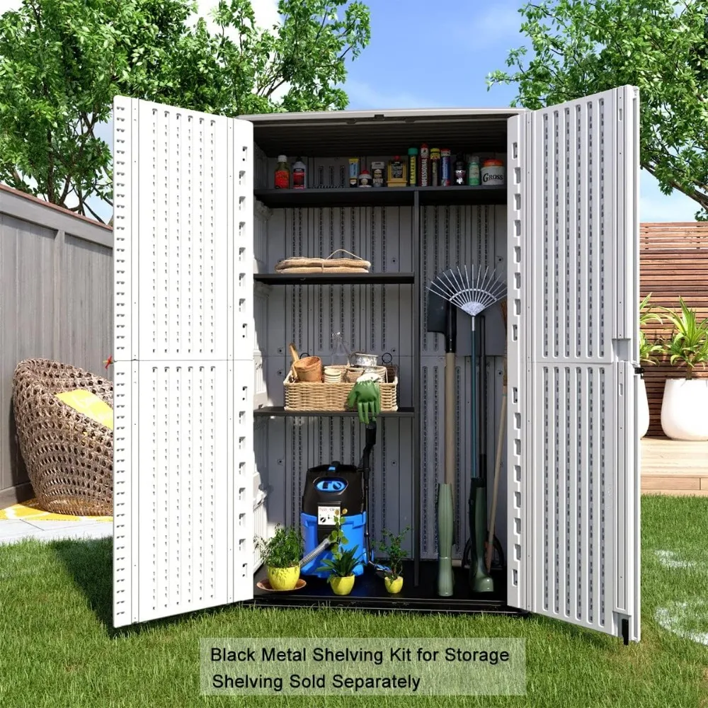 Imagem -04 - Armário de Armazenamento ao ar Livre Vertical Storage Shed Perfeito para Armazenar Móveis do Pátio Garden Tools Acessórios Lawn Mower Shelds