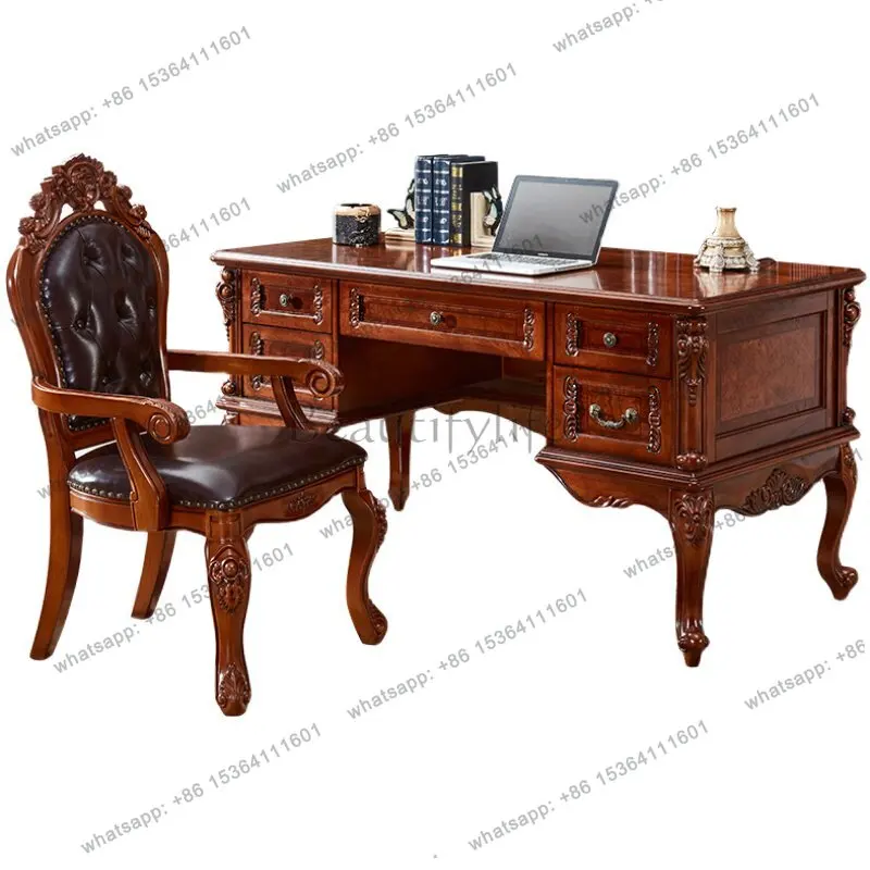 

yj32 American study desk European solid wood antique high-end painting and calligraphy table