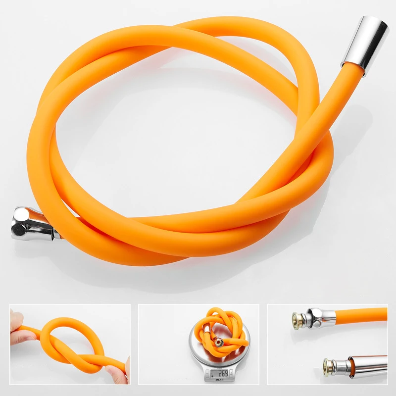 

Soft Silicone Flexible Shower Hose Anti-Winding 1.5M/2M Bathroom Shower Tube High Pressure Extension Black Shower Head Pipe Hose