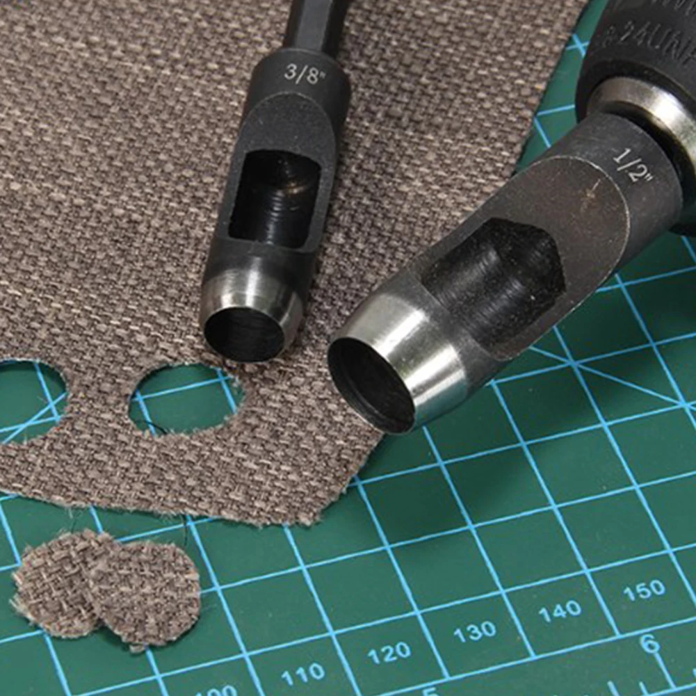 Hollow Hole Punches Effortless Punching Set for Electric Drill Perfect for Leather Paper and Synthetic Materials!