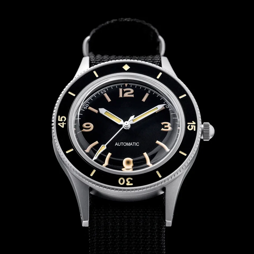 50-Fathoms Retro 40mm Double Domed Sapphire NH35A Automatic Movement Watches for Men's 20ATM Green Luminous Ceramic Diving Bezel