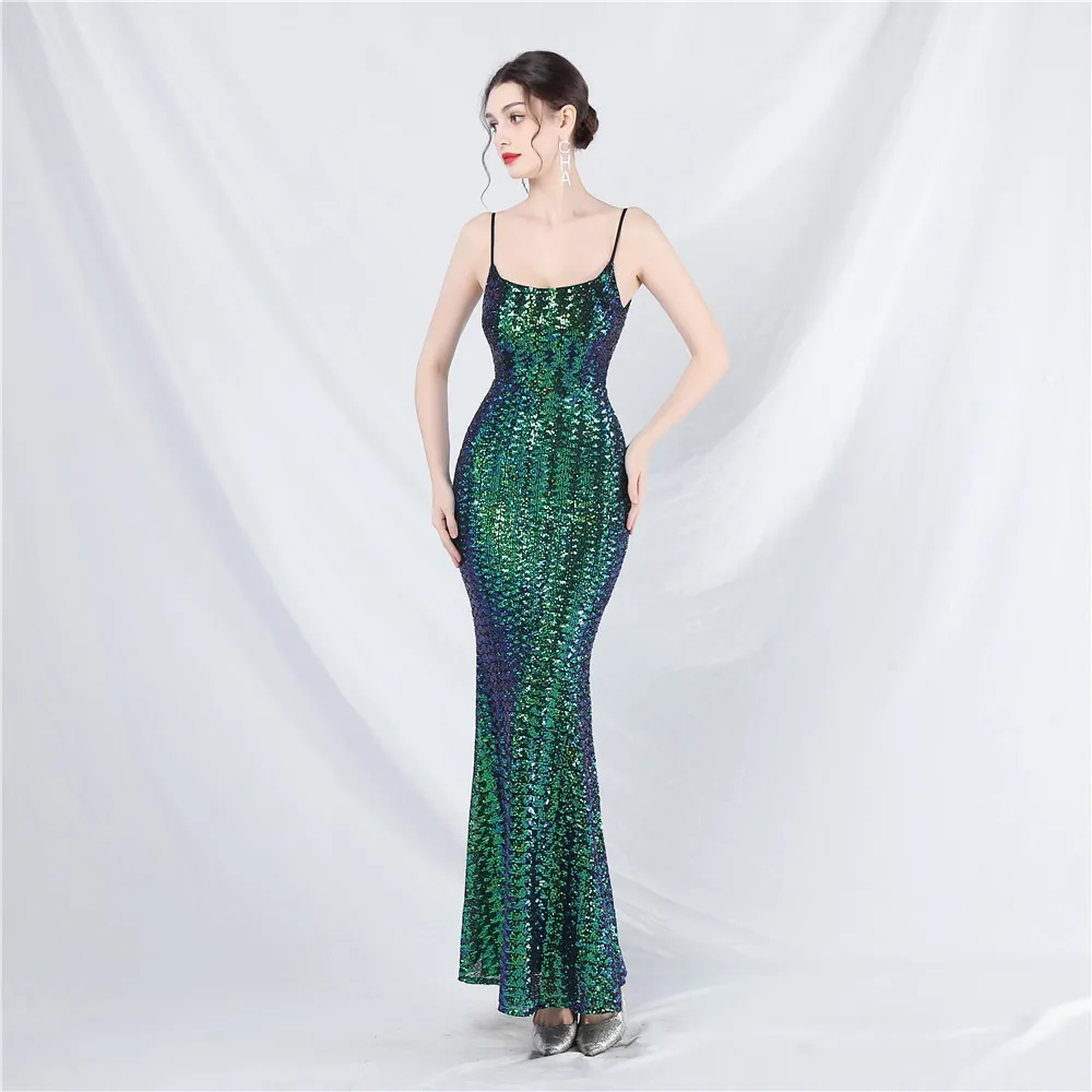 

Gorgeous Scoop Ankle-Length Sequin Prom Dress with Trumpet/Mermaid Silhouette