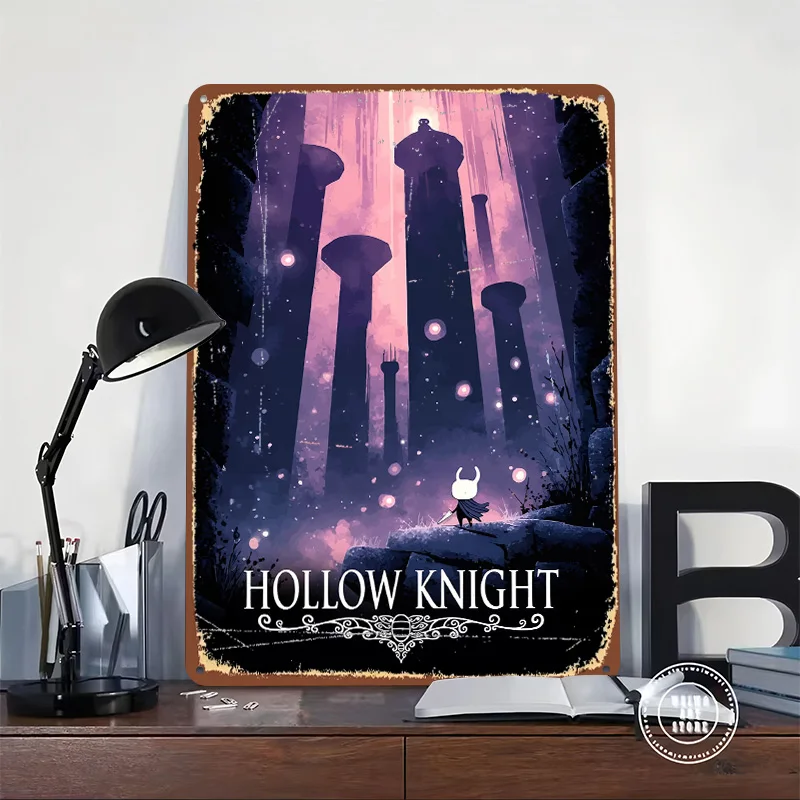 Hollow Knight Game Printed Poster Customized Retro Wall Art Vintage Metal Tin Signs for Home Room Decoration Gaming Wand Deko