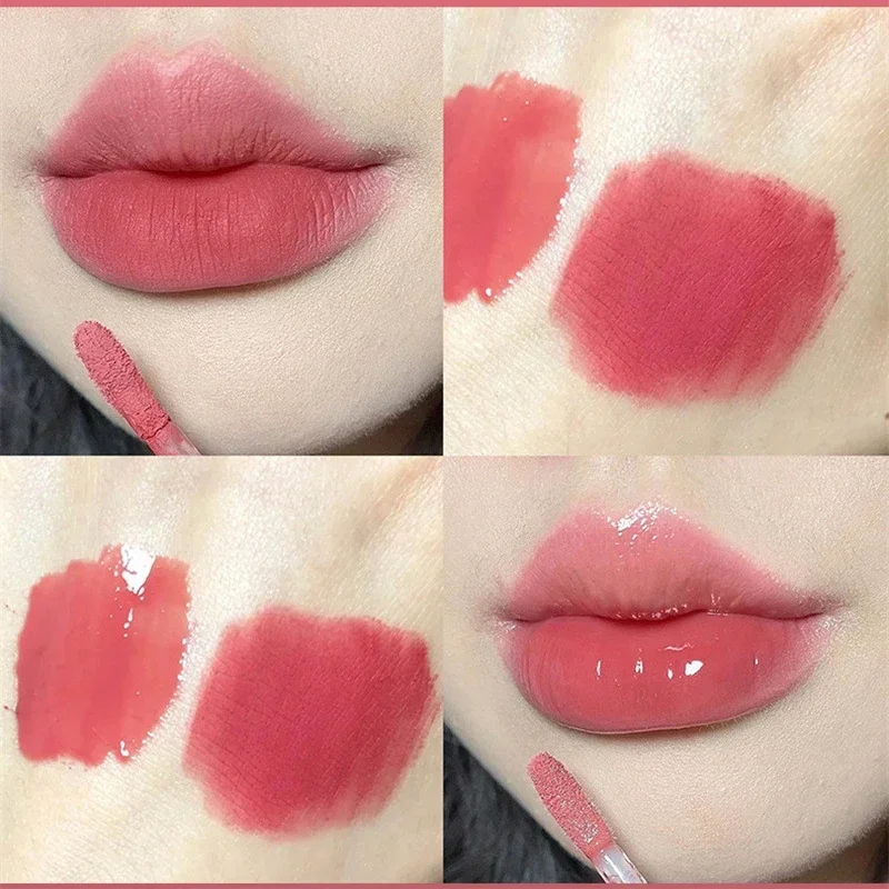 1pc Doppelkopf wasserdicht Lip gloss matt Samt Lip gloss lang anhaltende Lippen Glasur sexy rote Tönung flüssigen Lippenstift Make-up