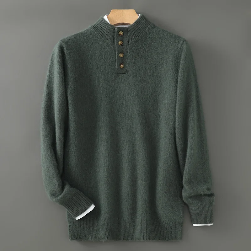 Autumn and winter 2024 new round-neck cashmere sweater button pullover sweater loose and tie-in sweater knit base