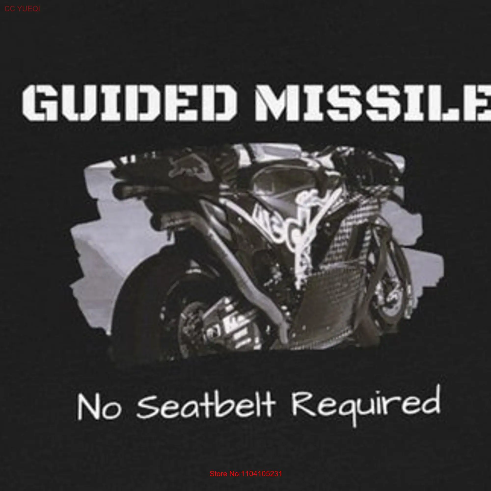 Motorcycle T Shirt Guided Missile No Seatbelt Required long or short sleeves