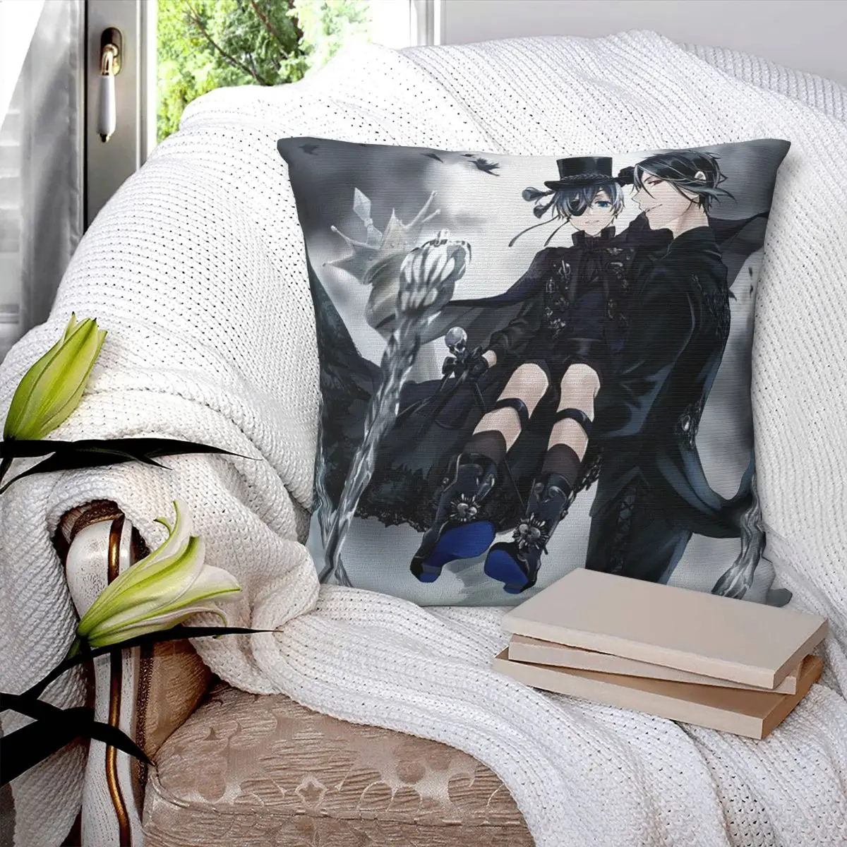 Adventure Anime Black Butler Square Pillowcase Cushion Cover Pillow Case Throw Pillow Cover for Home Bedroom Car