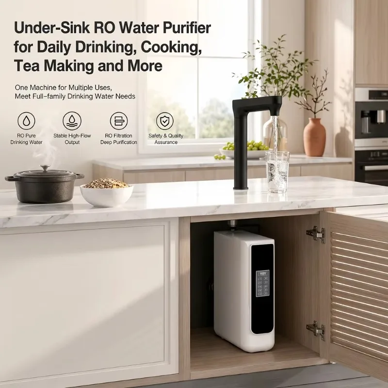 Airo Under Counter RO Water Purifier 100G, Electronic Faucet Hydrogen Water System, Reverse Osmosis Household Filter
