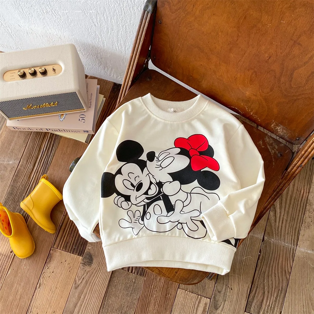 Kawaii Girls Clothes Cartoon Boys  Girls Sweatshirt Children\'s Disney Minnie Top Children\'s Casual Wear Baby Round Neck Pullover