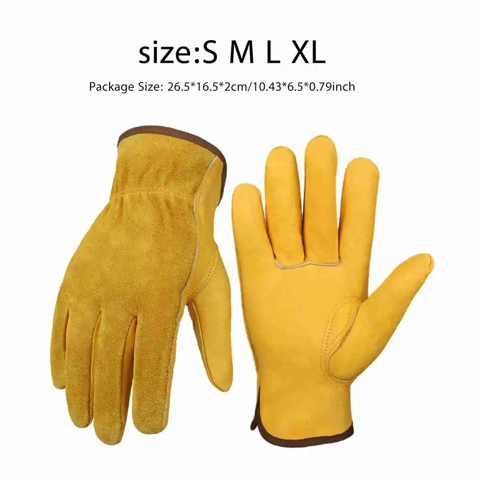

Cowhide Leather Work Gloves - Winter Warm Gloves With Elastic Cuff For Woodworking And Construction