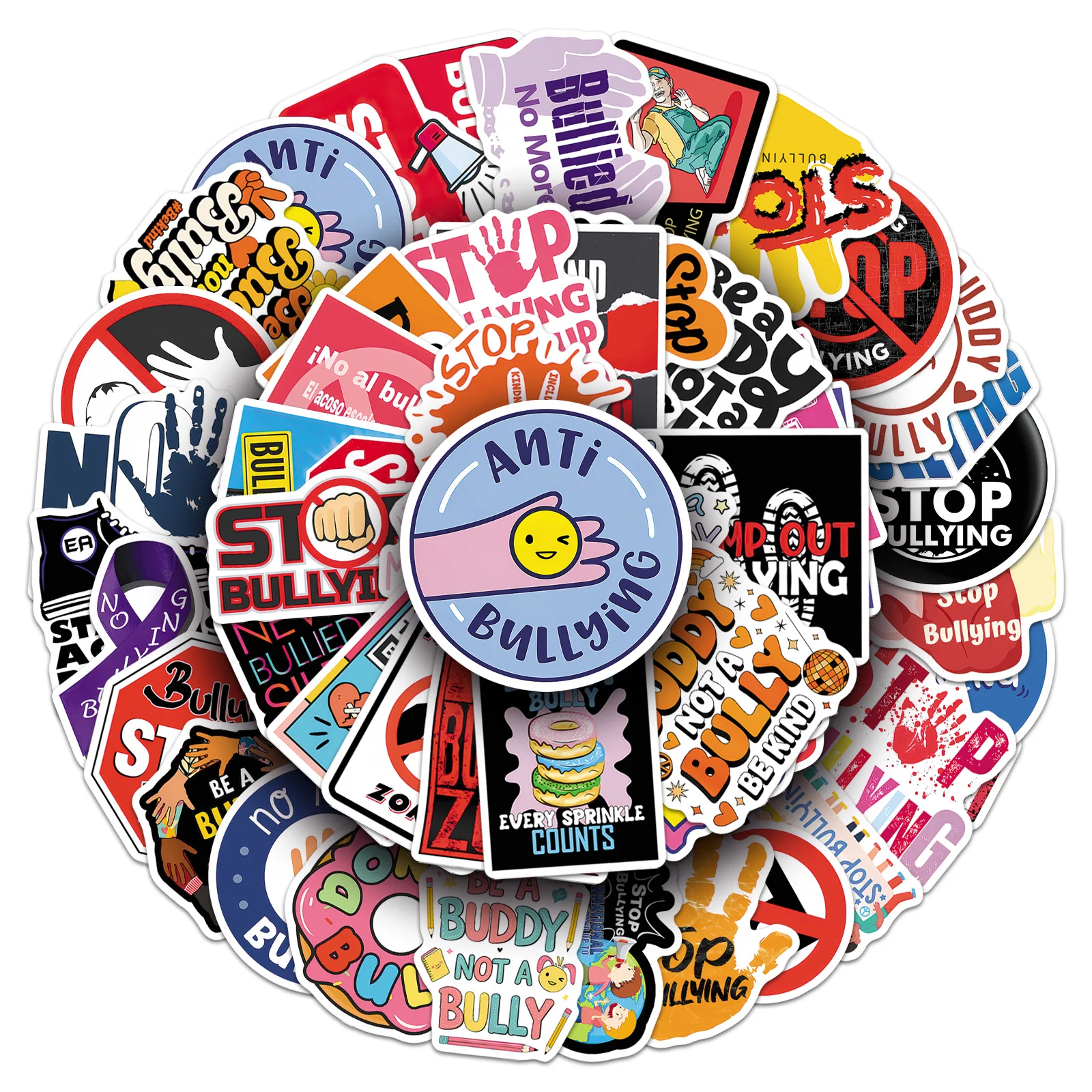 10/50PCS Against Bullying Stickers Positive Energy Short Sentences Graffiti Decoration Notebook Mobile Guitar Suitcase Decals