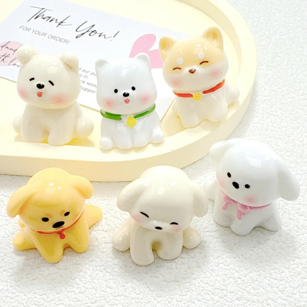 3D Mini Kawaii Dog Miniature Resin Bathroom Set Simulation Decor for DIY Dollhouse Toys Creative Home Decoration Accessories