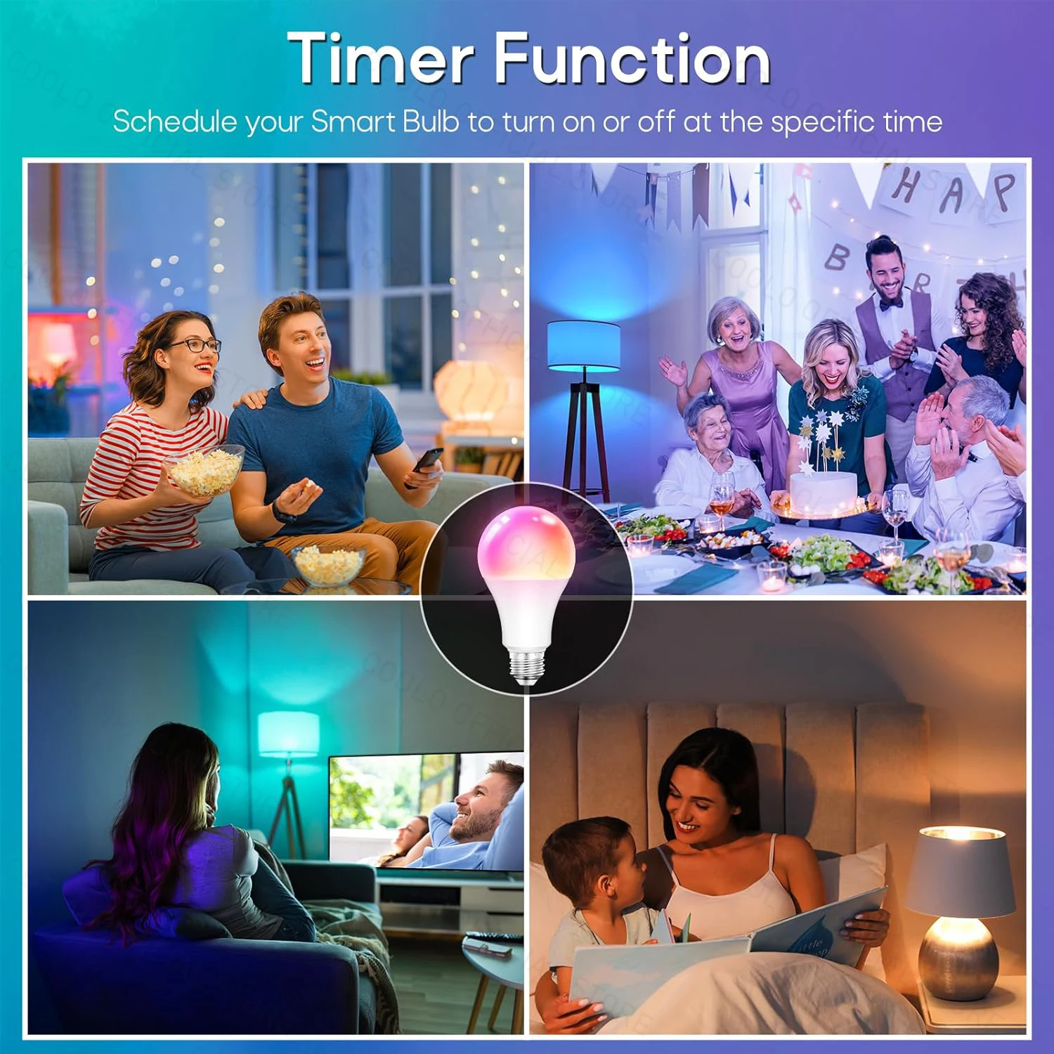 Bombilla LED inteligente con WiFi, lámpara regulable con Control por aplicación Smart Life, funciona con Alexa, Amazon, asistente de Google, Tuya, E27, 15W