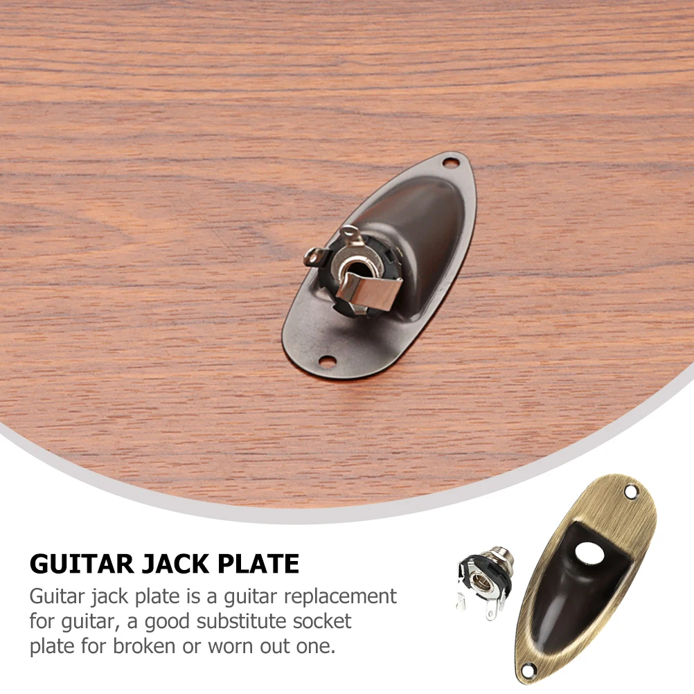 

Guitar Accessory Set Side Plate Output Jack Socket Electric Metal Black Input Replacement