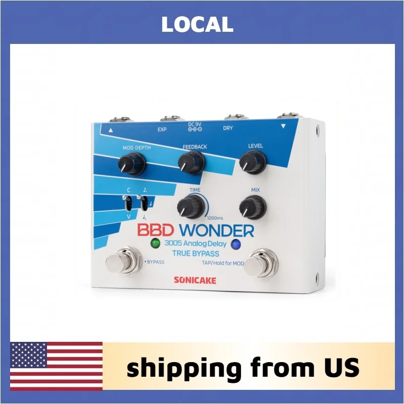 SONICAKE Local BBD Wonder Analog 1200ms Delay & Modulation Pedal 4 MN3005 BBD Chips Dual Footswitch Guitar Bass Effects Pedal QDS-10