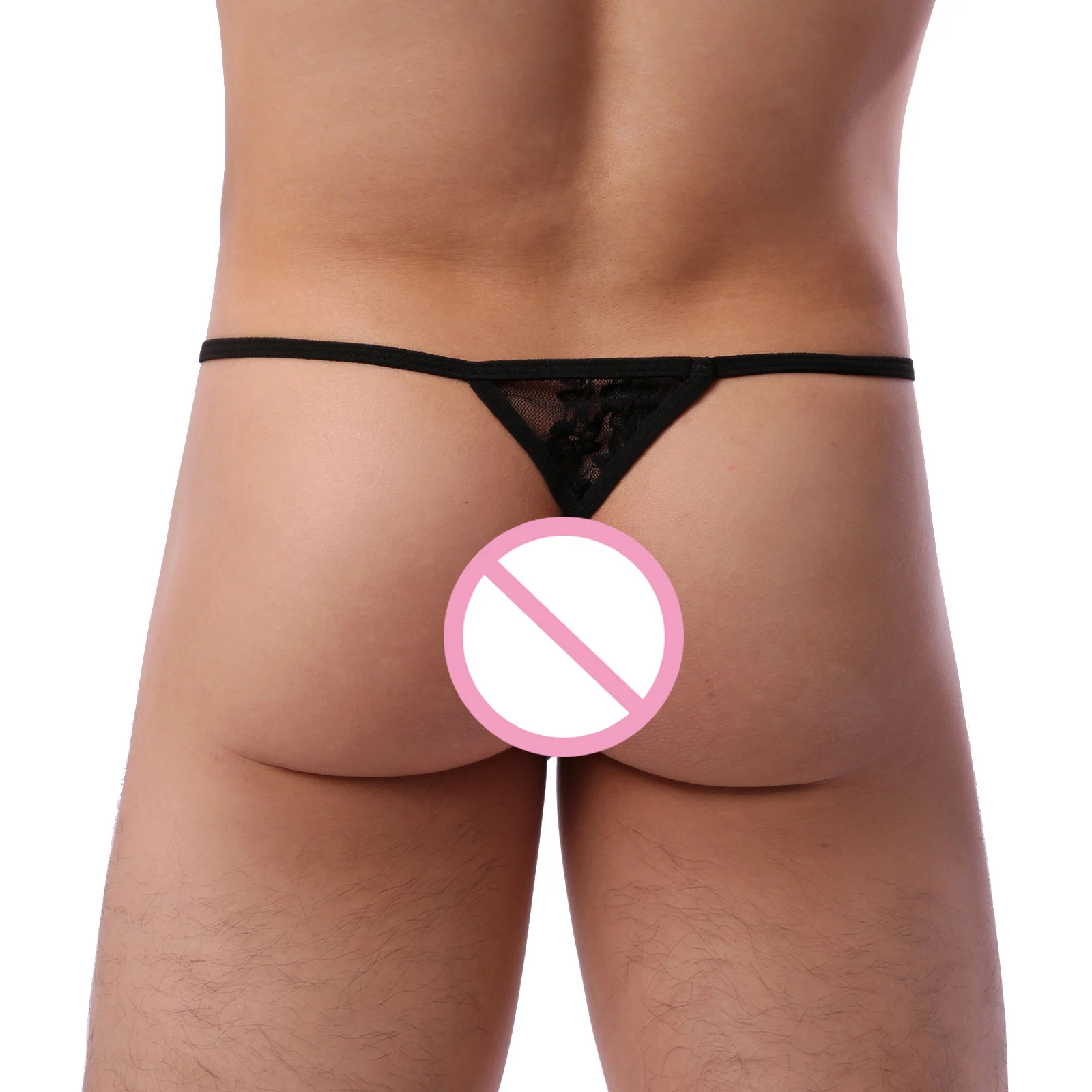 CLEVER-MENMODE Men Lace Thong Panties Sexy Underwear Bow Tie G String High-cut Transparent Lingerie Sheer Penis Pouch Underpants