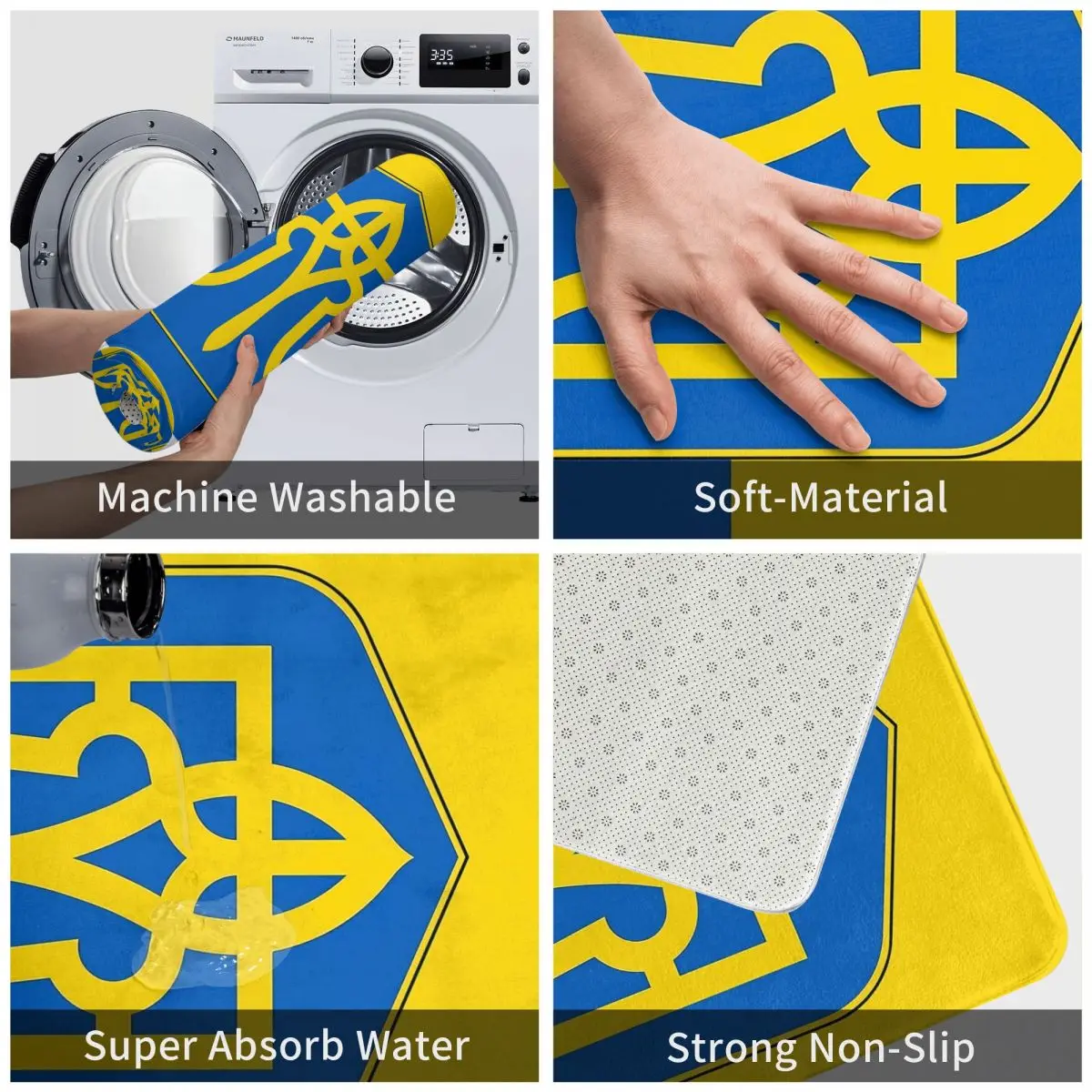 Ukraine Flag Bath Mat Coat of Arms of Ukraine Protective Toilet Mat Kitchen Shower Room Anti Slip Foot Mat Bathroom Accessories