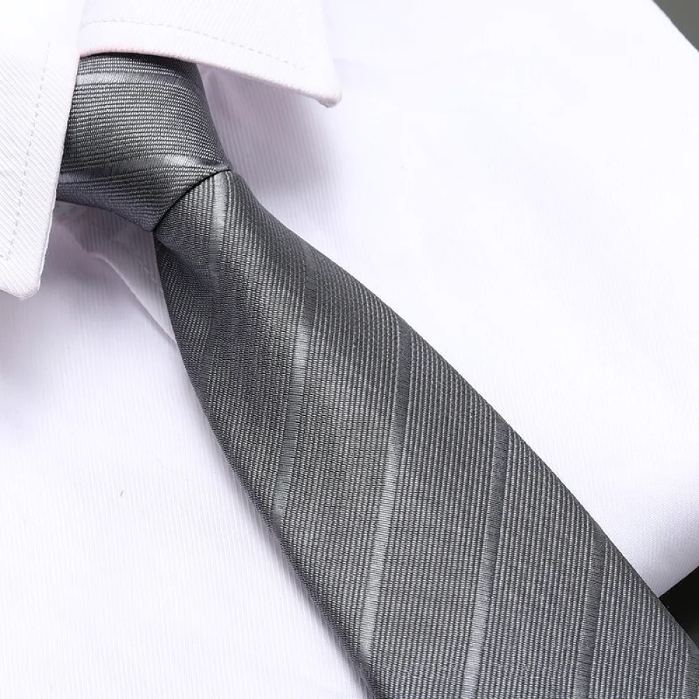 Classic Business Zipper Tie For Men Formal Wedding Groom Necktie Convenient Ready Made Professional Style Neckwear