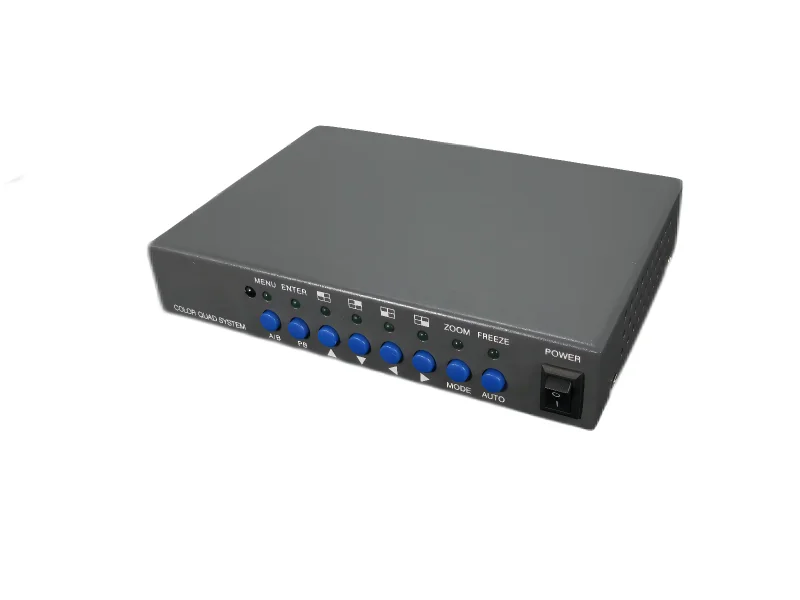 4CH color video quad splitter processor with  graphics array output for CCTV systems