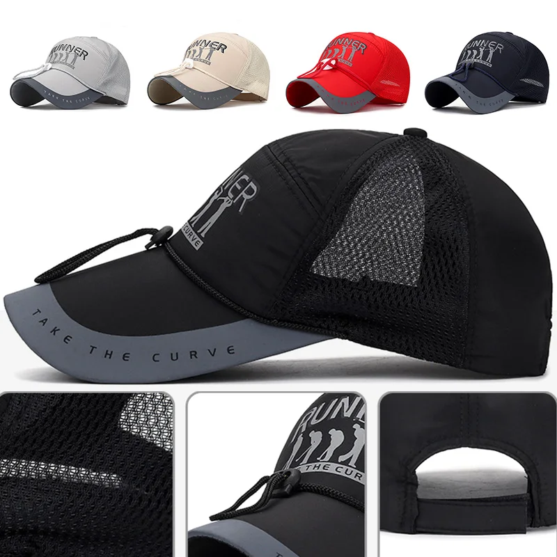 Golf damskie czapki z daszkiem letnie czapki z długim rondem oddychające cieniowanie wiatroszczelna czapka odblaskowe paski kapelusz gorras