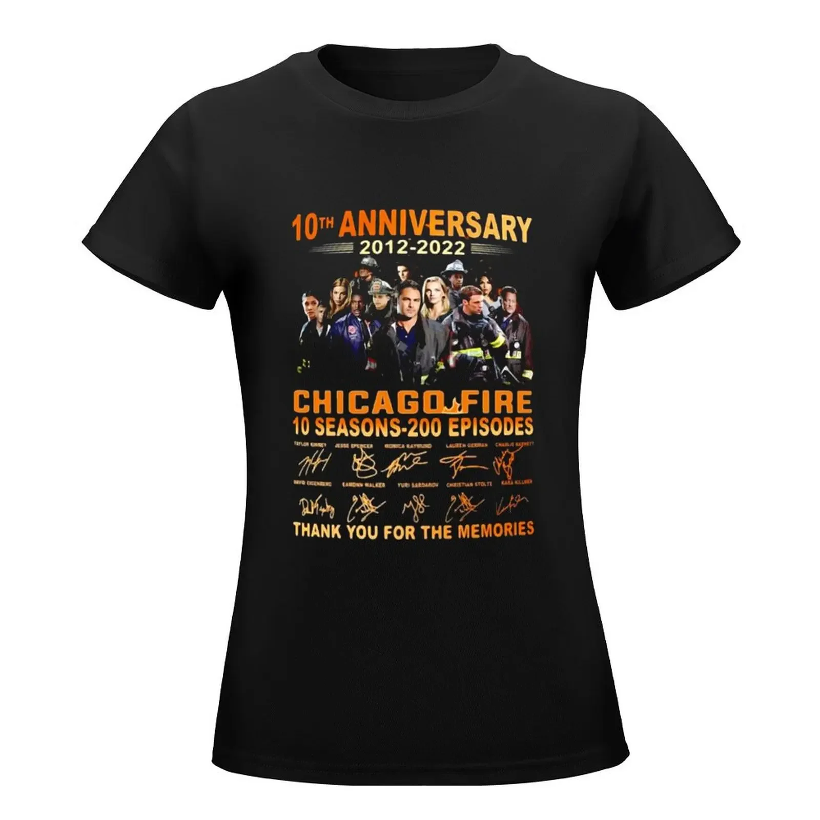 10-Anniversary-Chicago-Fire-10-Season-200-Episodes T-Shirt Short sleeve tee summer clothes summer tops Women clothing