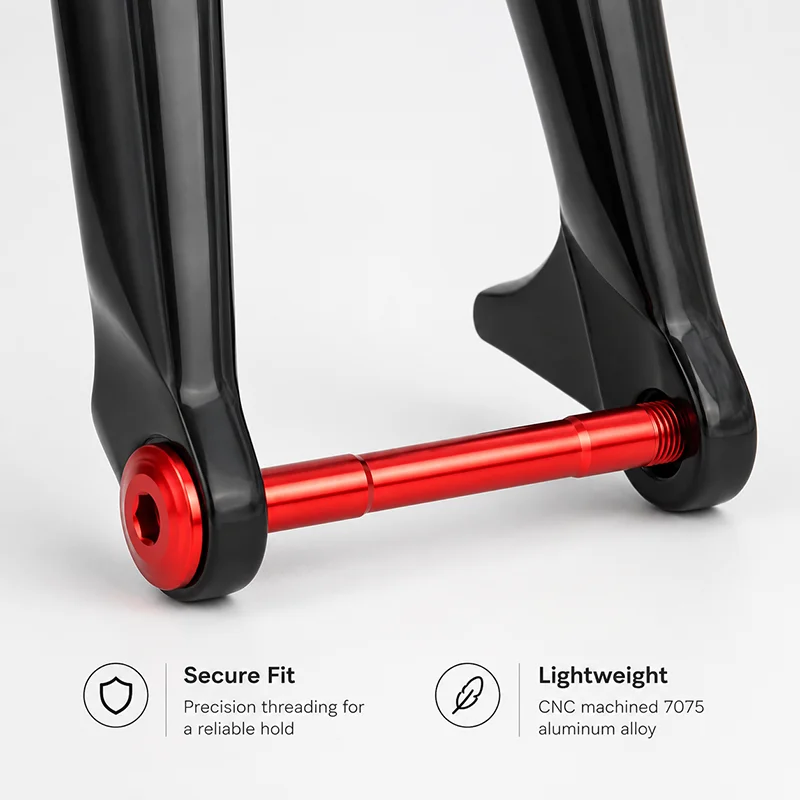 Bicycle Thru Axle M12/M15 Front Rear Wheel Axle Bolt 100-192mm Red Black for MTB Road Bike Fork Frame