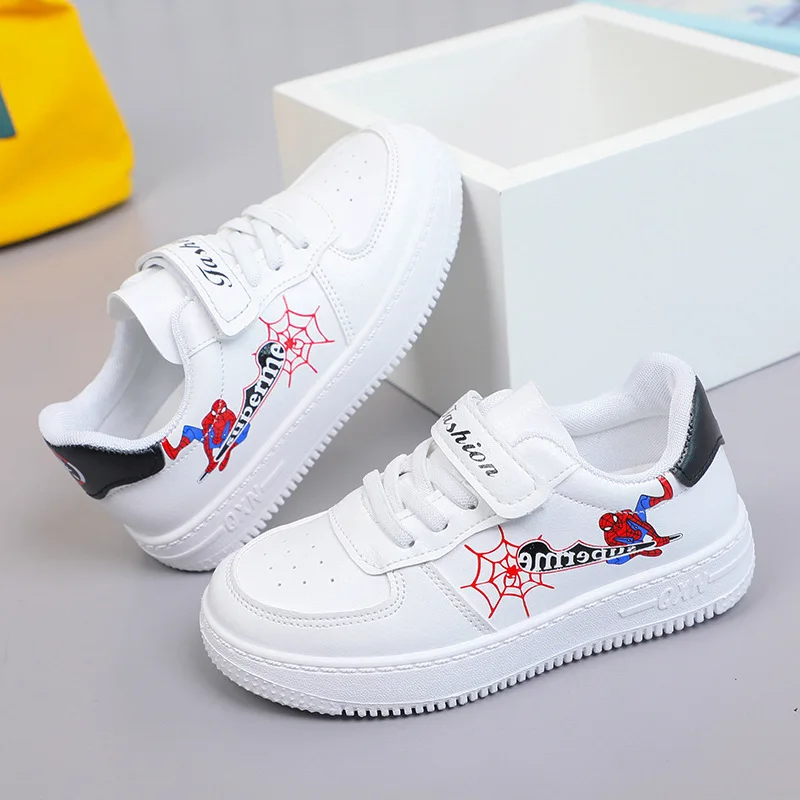 Scarpe Casual per bambini Cartoon primavera autunno moda Low Top Boy sport scarpe bianche in pelle PU Sneaker taglia 25-36