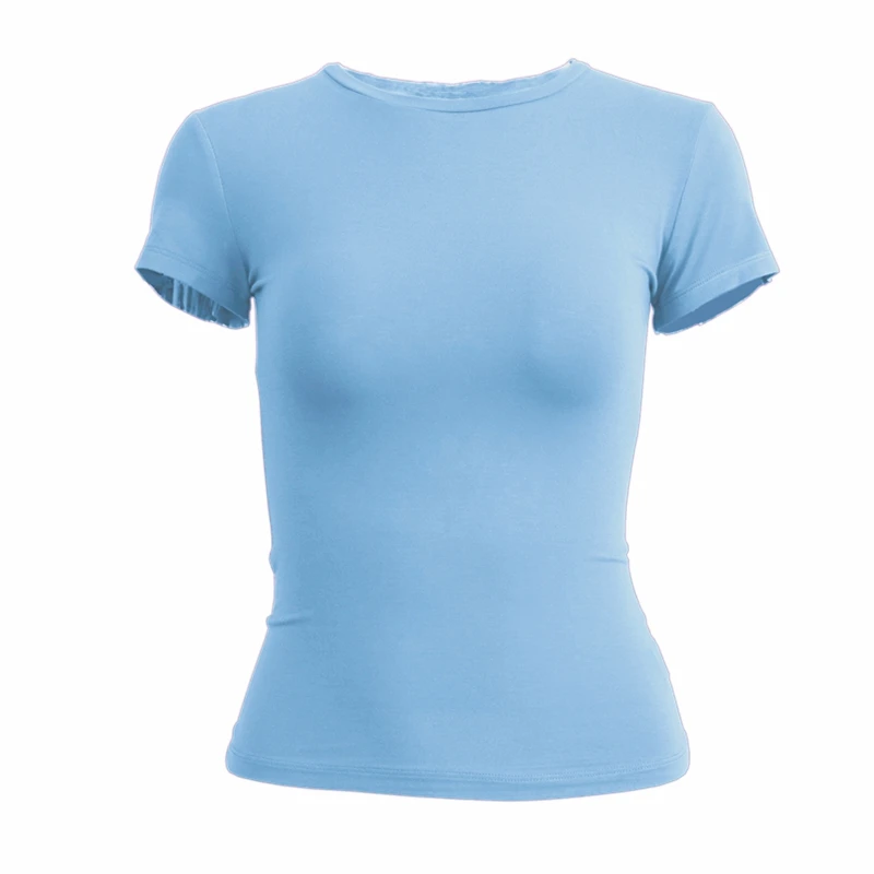 Vrouw Kleding T-shirt met korte mouwen Slim Fit Tops Vrouwelijke O-hals Gebreide schede T-shirt Street Wear Seks Sportief 2024 Y2K New2410