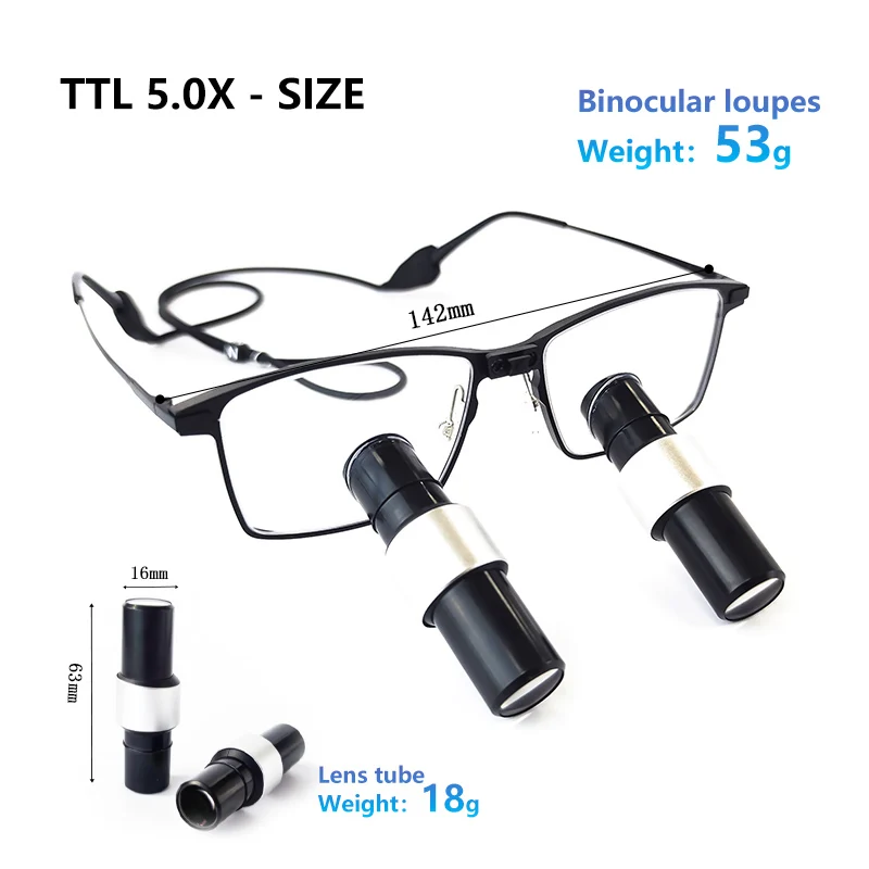 Burite New Arrival TTL kepler Loupes 456.0X IPD 52-72mm Indywidualne stomatologiczne lupy chirurgiczne